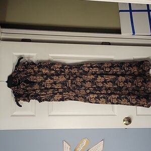 WHBM Sleeveless smocked waist ruffle midi